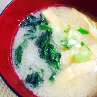 ほうれん草とうす揚げ☆出汁から簡単お味噌汁